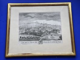Emanuel Büchel Kupferstich Solothurn um 1760 gerahmt