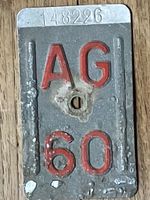 AG 60 - VELONUMMER - FAHRRADSCHILD - PLAQUE DE VELO - AG 60