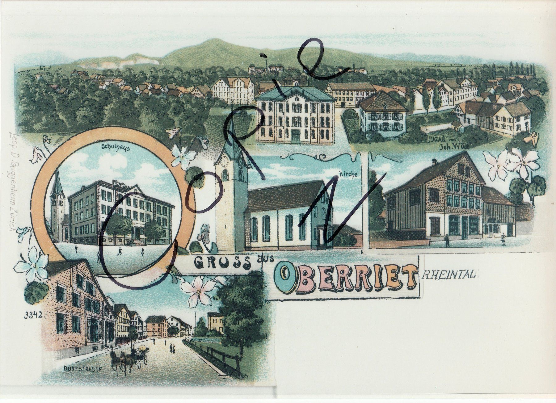 Cartoline postali: Oberriet, Rheintal  - (um 1900) – Usato da Fällanden venduto da Blausegelfliege