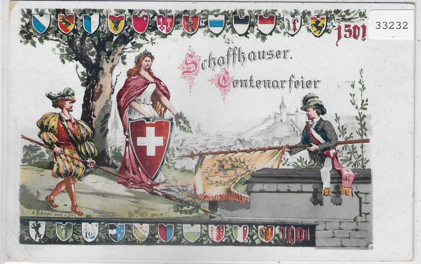 Cartoline postali: Centenarfeier Schaffhausen 1501-1901 - Litho – Usato da Ettingen venduto da Kartenplanet