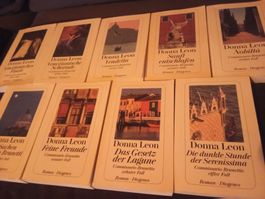 9 verschiedene  Bücher Donna Leon - Commissario Brunetti