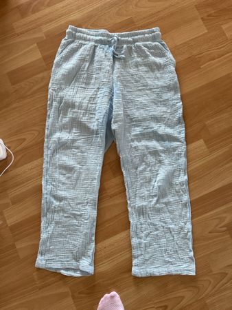 Hose leichte Baumwolle hellblau Grösse M 40/42