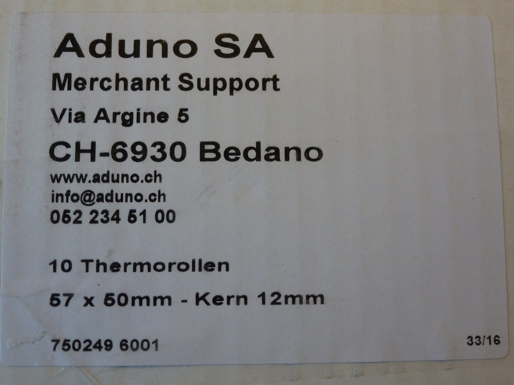 Carta: 20 Thermopapier Rollen Aduno SA – Nuovo e nell'imballaggio originale da Gwatt (Thun) venduto da Nocturnal_99 2