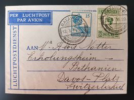 NIDERLÄNDISCH INDIEN KLEIN-FLUGBRIEF NACH DAVOS - PLATZ 1935