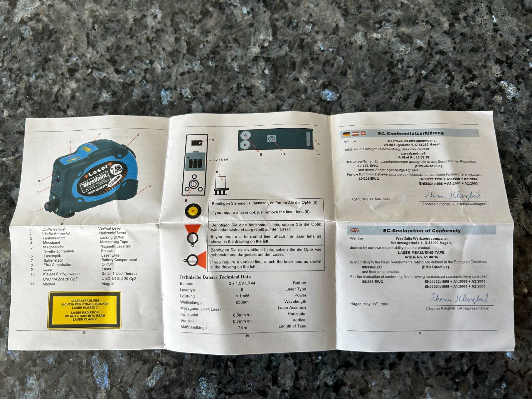 Misurare: Westfalia Laser-Distanzmesser. – Nuovo e nell'imballaggio originale da Root venduto da Mpcshop 5