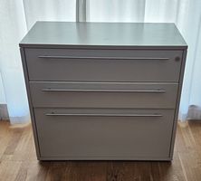 Filing Cabinet 3 Drawers White Grey 80x40x73cm