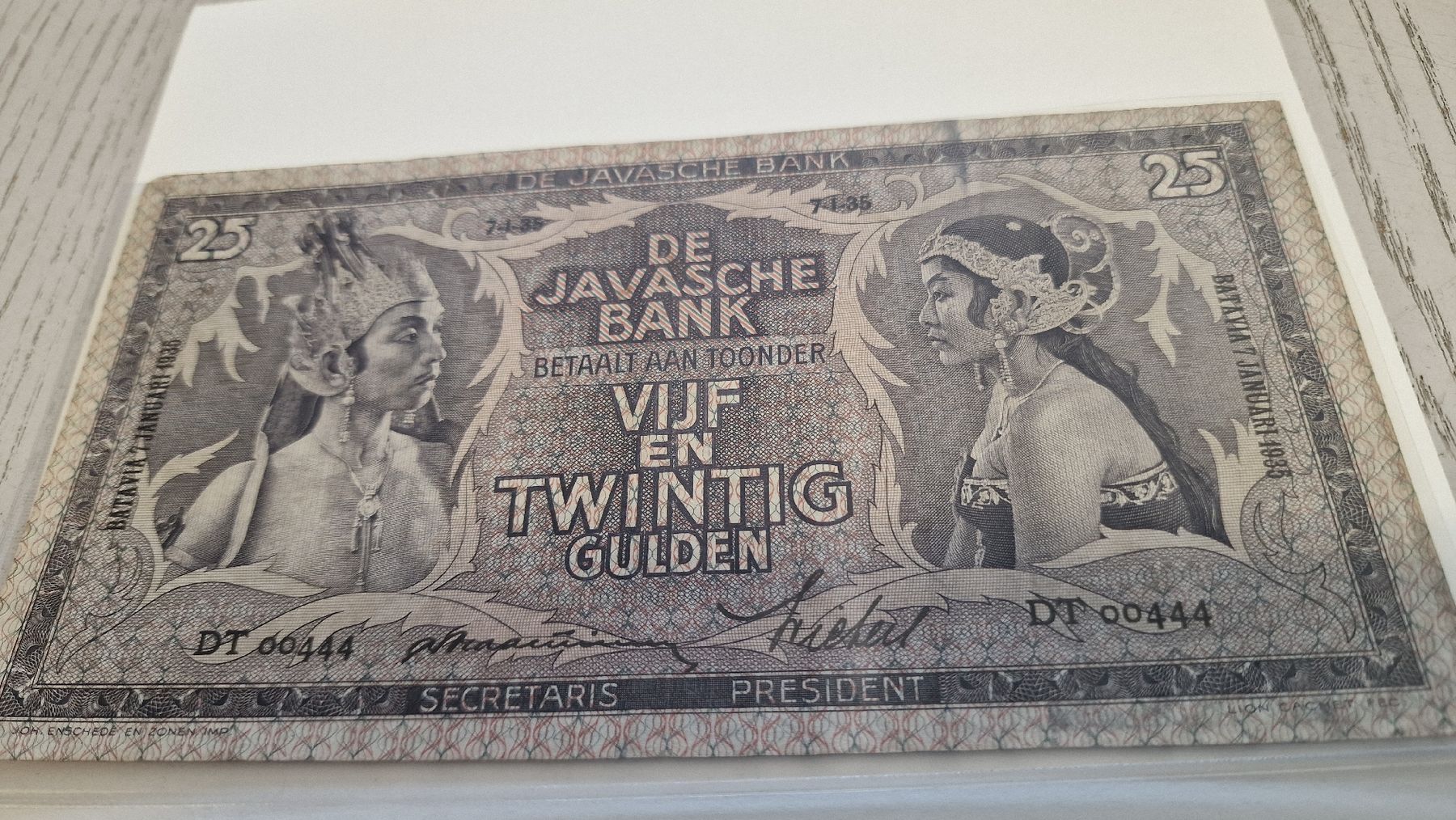 Banknoten: Seltene Banknote: 25 Gulden, Java 1935 Top Zustand! – Gebraucht aus Herisau von Antiques.AR