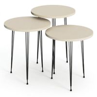 Elegantes Beiges Couchtisch-Set aus Holz und Metall