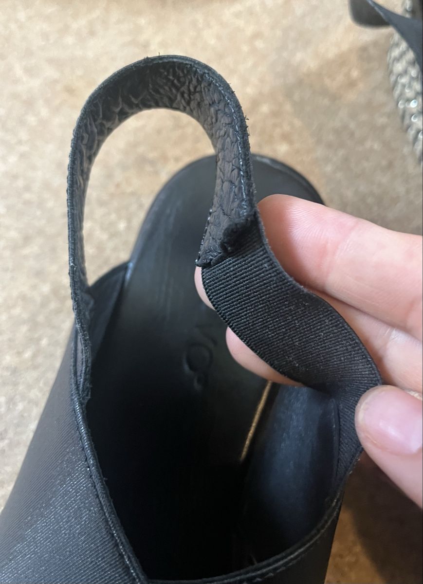 Damenschuhe: Plateau Sandalen Leder/Textil schwarz Gr. 36 eher 38 – Gebraucht aus Zuchwil von MLV92 7