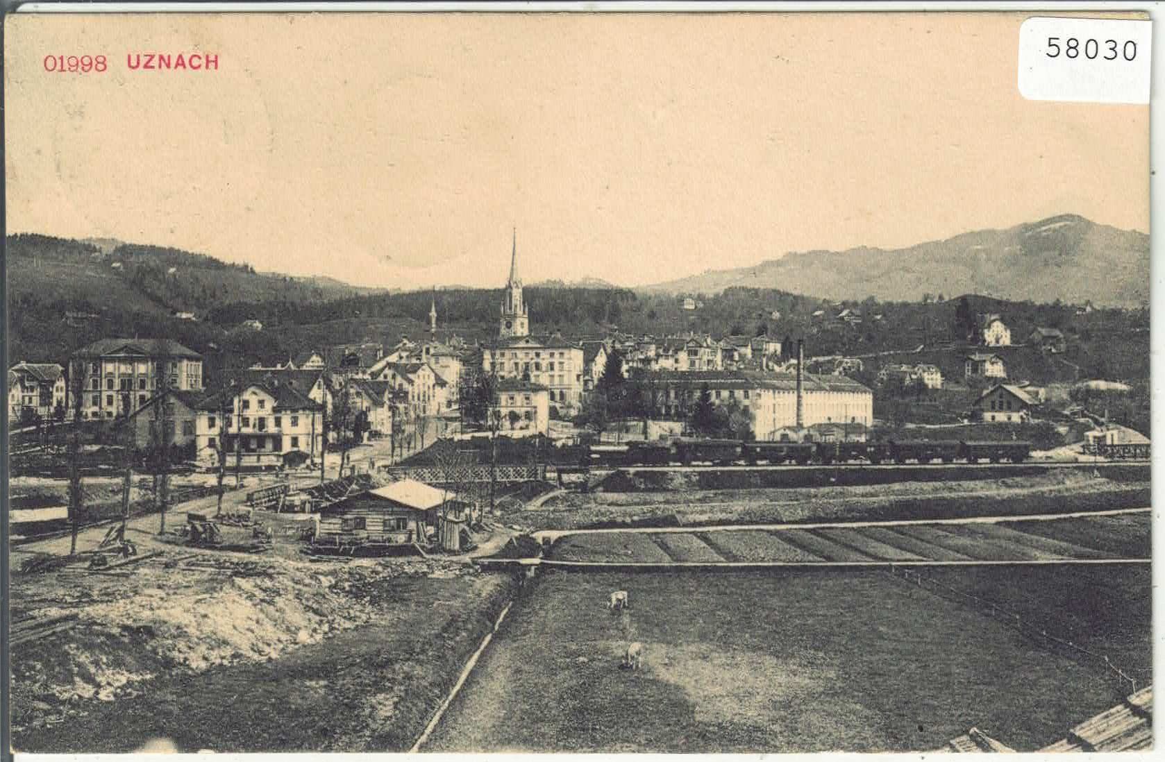 Ansichtskarten: Uznach - Bahnhof - Dampfzug – Gebraucht aus Ettingen von Kartenplanet