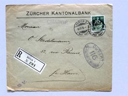 ZENSUR - R- Brief - ZÜRCHER KANTONALBANK 8.III.16 > LE HAVRE