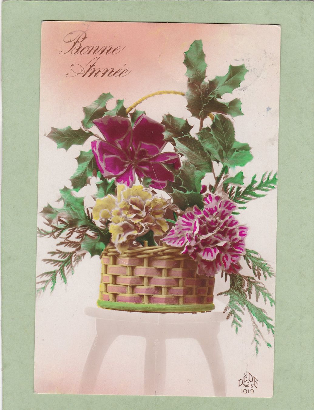 Cartoline postali: Kitsch Korb mit Blumen 1925 – Usato da Herisau venduto da Lisegrat2008