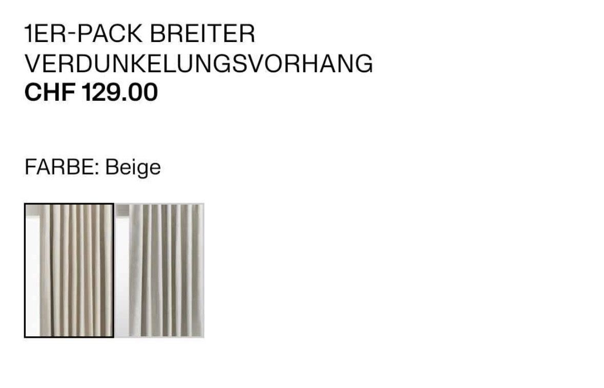Tende: 1er pack wide blackout curtain beige – Nuovo (secondo la descrizione) da Zürich venduto da pau_sf2t