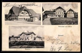 AK Zäziwil, Gasthof zur Krone, Wirtschaft zum Rössli, Bahnho