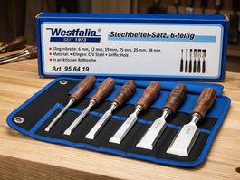 Westfalia Stechbeitel Satz in Rolltasche, 6-teilig