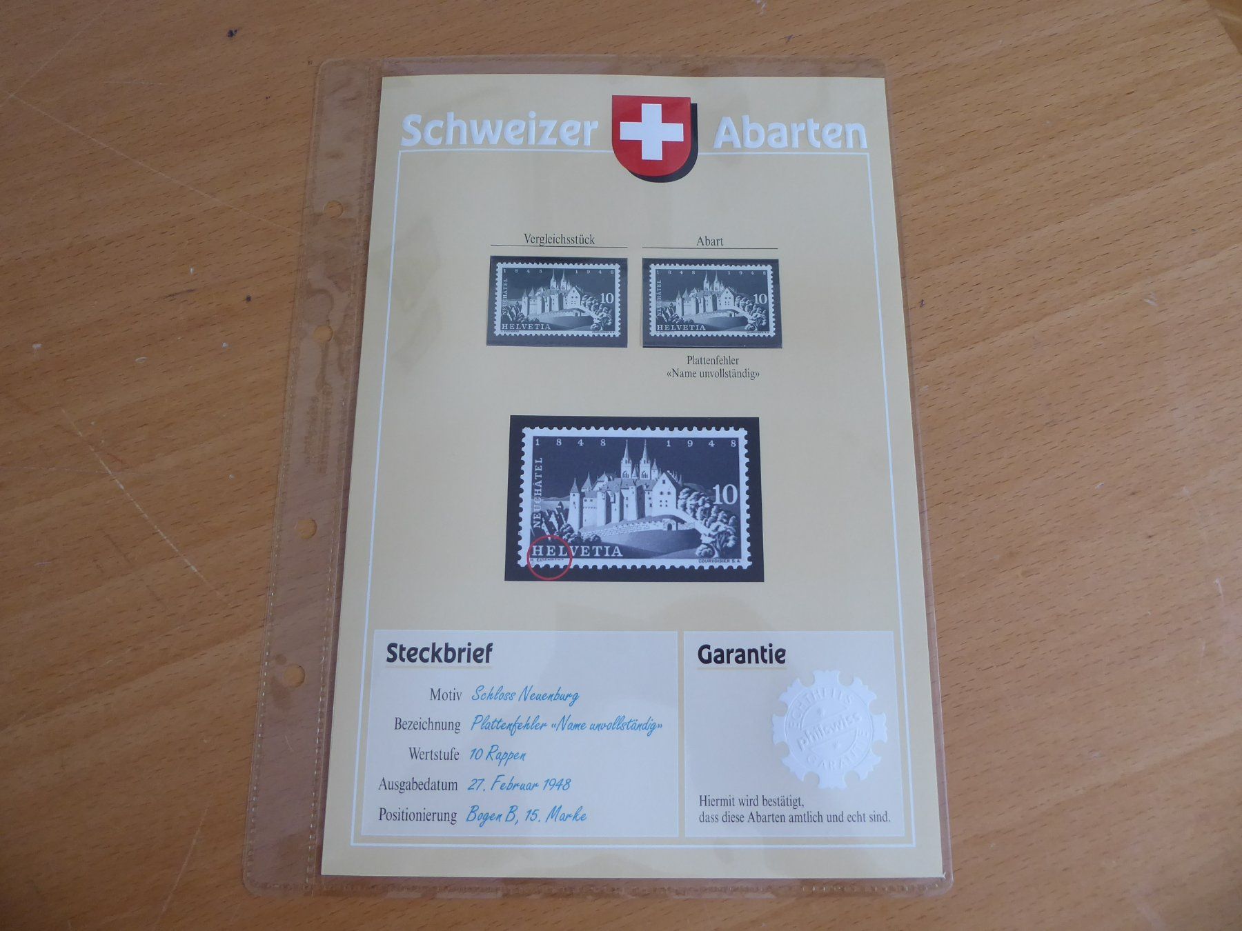 Tutti i francobolli: § SCHWEIZER ABARTEN    Plattenfehler Name unvollständig – Usato da Rothrist venduto da swisstools