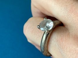 Silberring white Stone Zarge (54/17)
