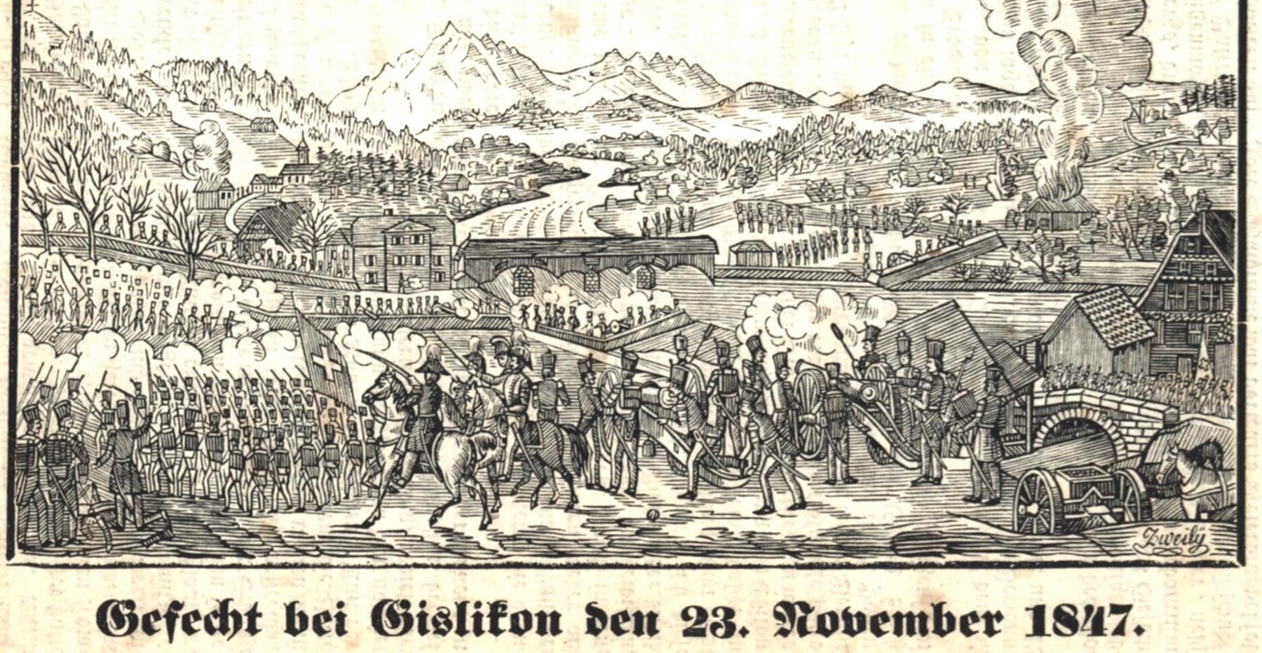 Incisioni: Gislikon  Holzschnitt 1847 – Usato da Rafz venduto da Helvet32 1