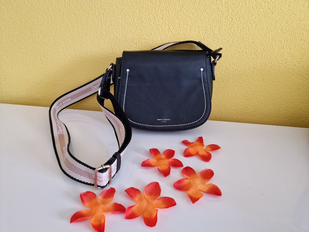 David Jones Damen Umhängetasche – Pailletten-Stern-Design, Canvas-Kunstleder, Rosa, 23,5x26x14 Cm