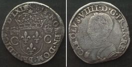 CHARLES IX Teston 1563 M Toulouse, argent