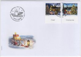 Weihnachten Marken mit TAB (engl) unen auf illustriertem FDC