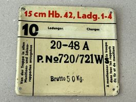 MUN Schild: 15cm Hb 42 - Ladung 1-4 - Schweizer Armee