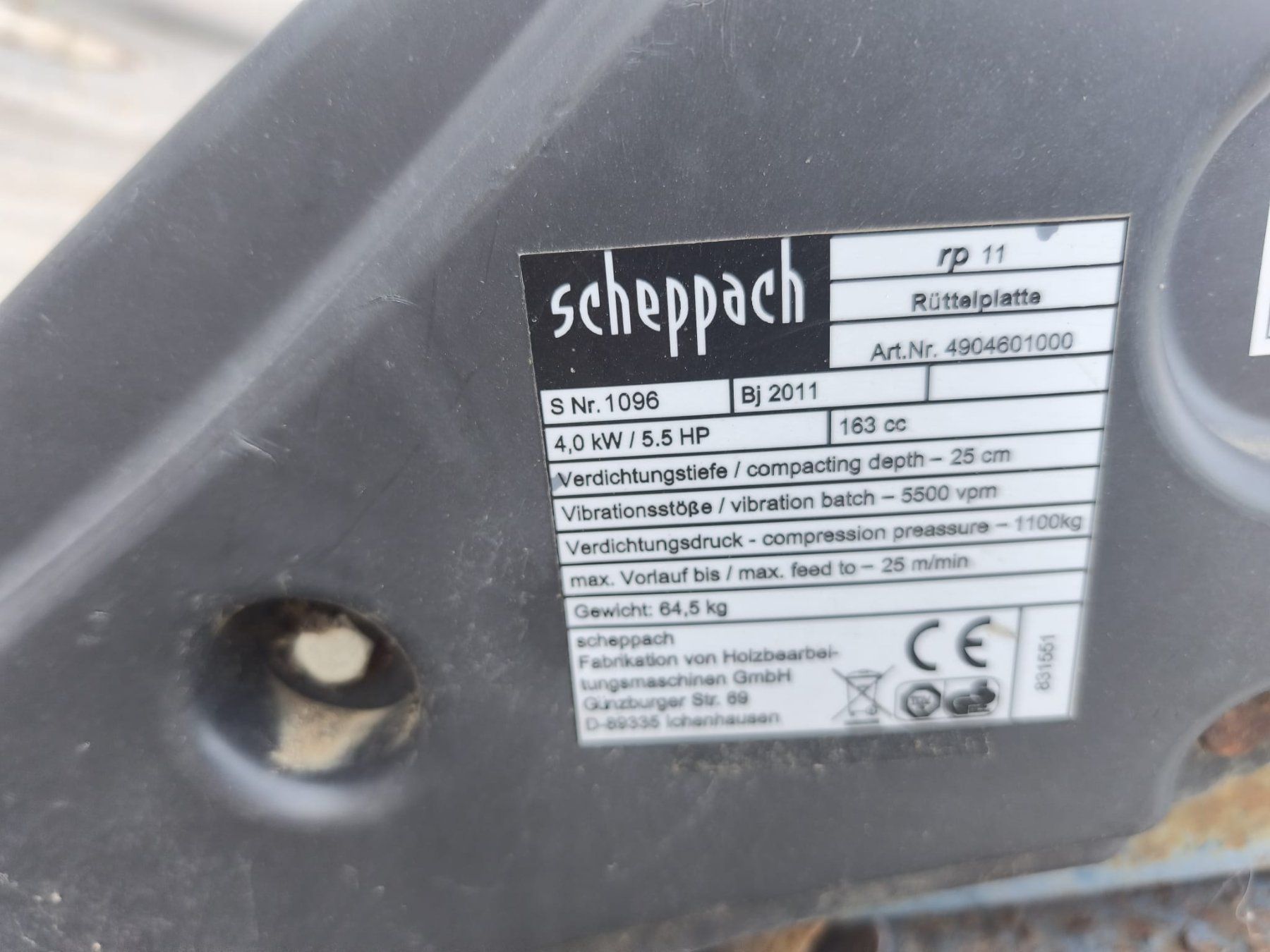 Scheppach Tutte le macchine: Scheppach Rüttelplatte rp 11 – Difettoso da Rheinfelden venduto da michel90 4