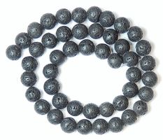 1 Strang echte 1A schwarze Lava-Stein Perlen 8 mm