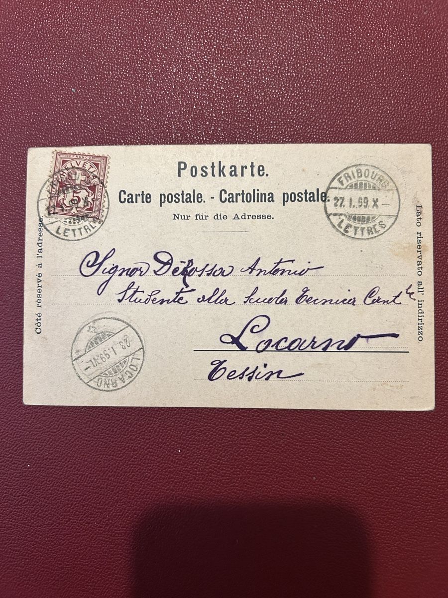 Cartoline postali: Fribourg 1899 – Usato da Breganzona venduto da Milesbo 1