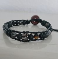 Männer Leder Armband Totenköpfe & Edelsteine