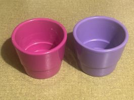 Lot de 2 pots à fleurs violets et roses en céramique