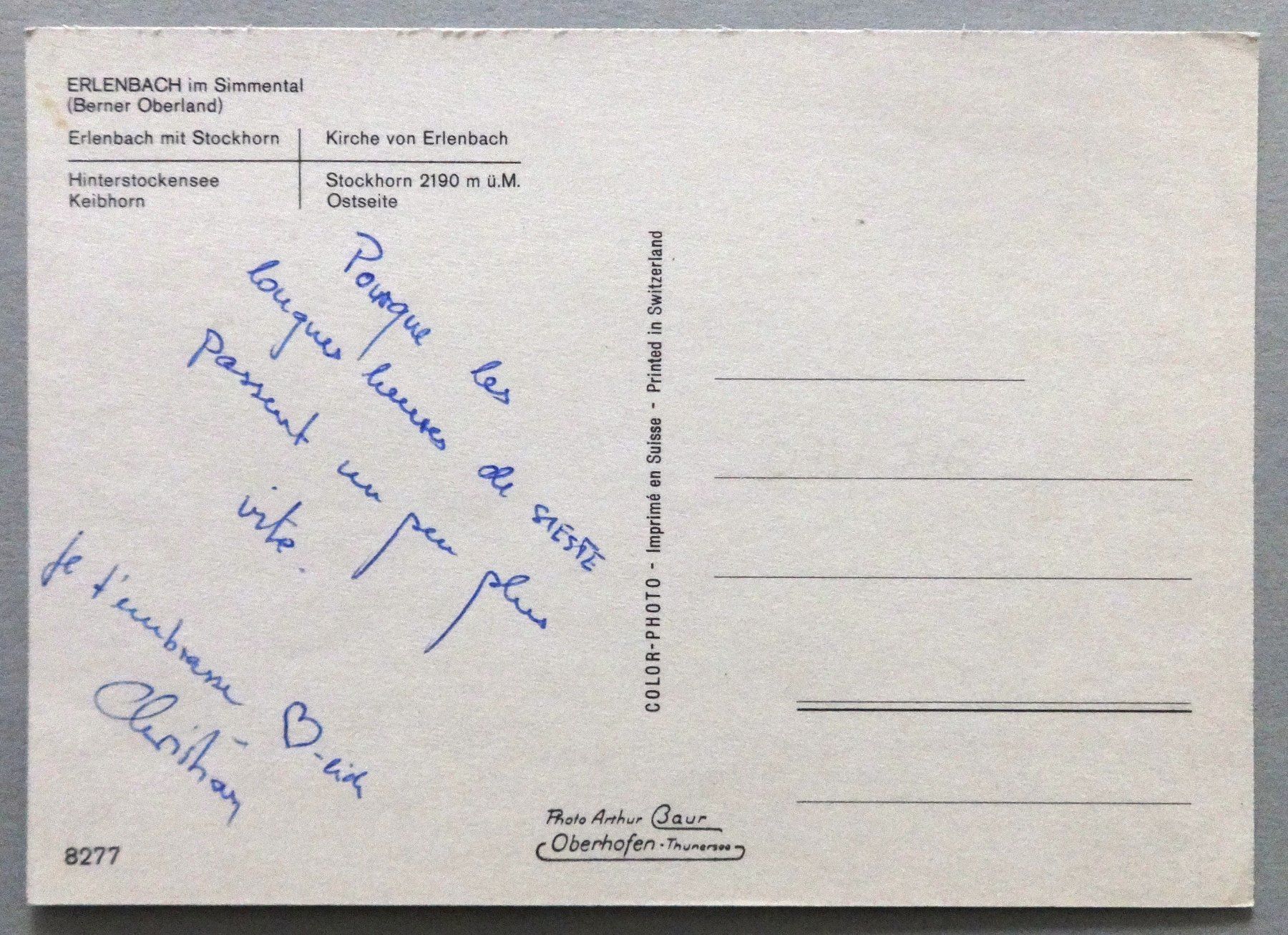 Cartoline postali: Erlenbach im Simmental, B.O. – Usato da Fétigny venduto da Billy2miny 1