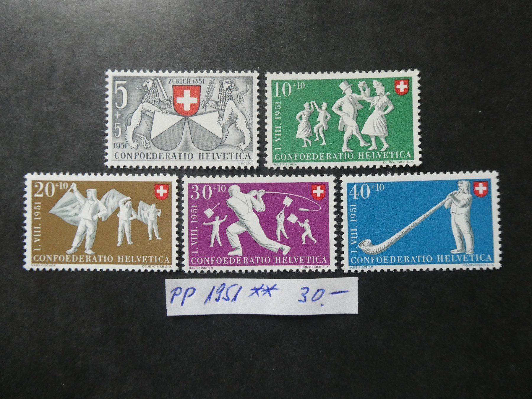 Alle Briefmarken: Pro Patria 1951 postfrisch – Gebraucht aus Lausen von Herbamare01