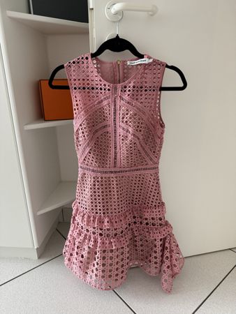 Robe Self-Portrait rose poudré dentelle, Taille 34, Été