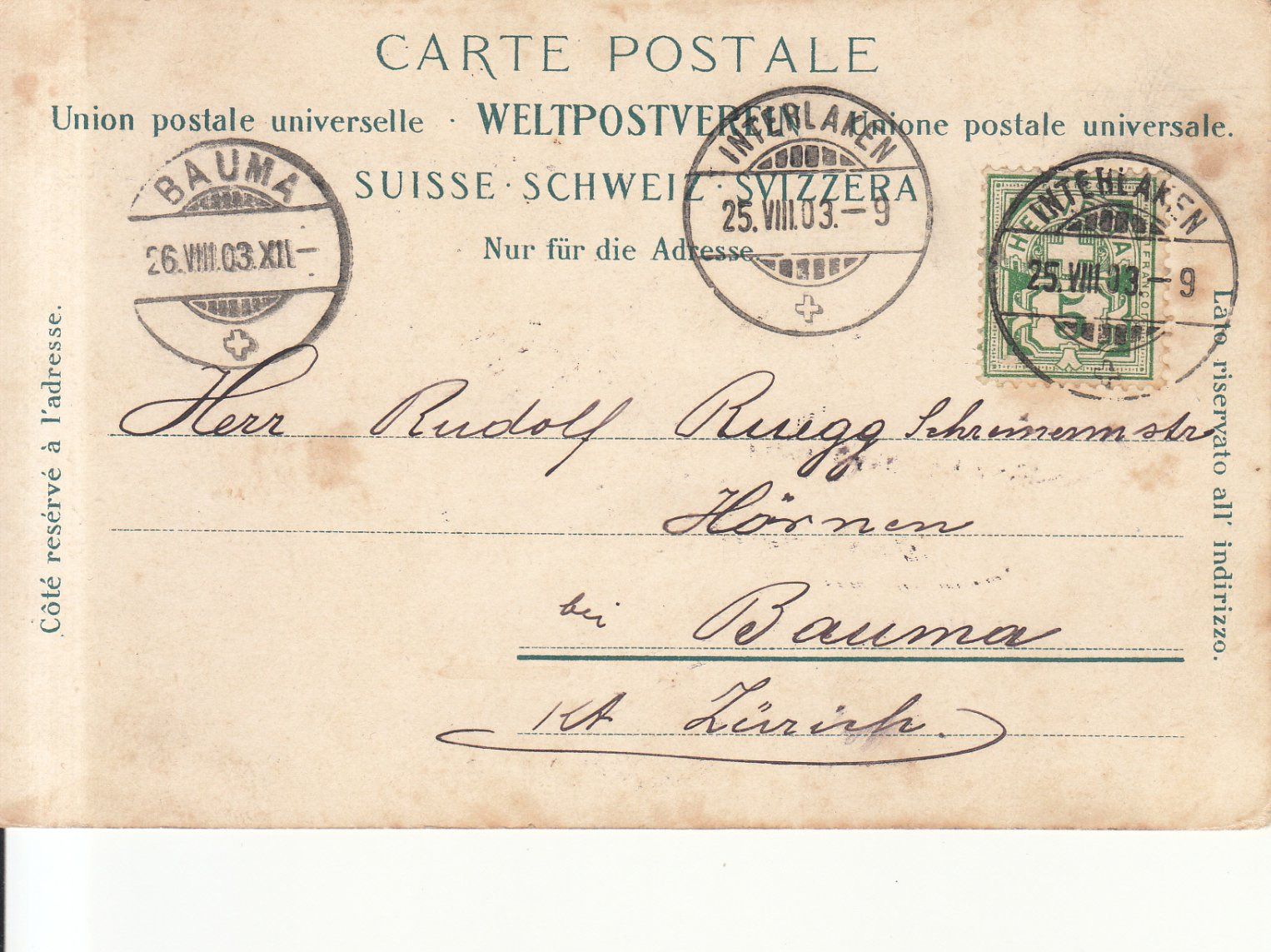 Cartoline postali: Interlaken Kursaal 1903 – Usato da Bürglen TG venduto da StampGraf 1