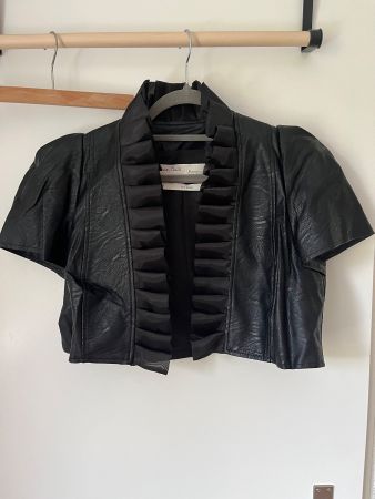 Faux leder crop party jacke