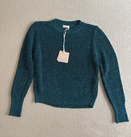 Pull Liu Jo bleu pétrole métallisé L neuf / Pullover