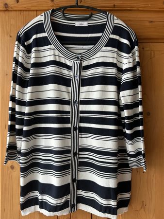 Siu: Damen Cardigan gestreift Gr. L schwarz/weiss chic