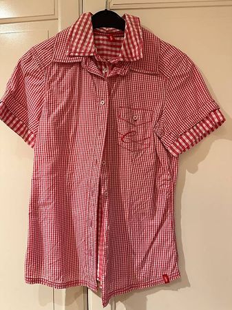 Esprit Bluse XS kurzarm rot/weiss kariert