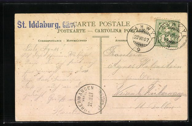 Cartoline postali: St. Iddaburg b. Gähwil, Ortspartien mit – Usato da Berlin venduto da bartko-reher 1