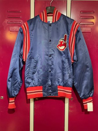 VINTAGE 80s  SHAIN CLEVELAND INDIANS MLB SATIN JACKET SZ: M