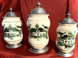 antike Apothekengefässe Zinnmontage+ Punzierung 1780-1820