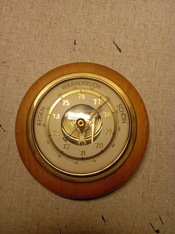 Sonstige antike Technik & Geräte: Barometer / Wetterstation,edles Holz ! – Gebraucht aus Basel von Petergunn 1