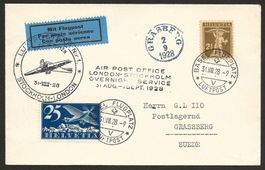Flugpost Schweiz 1928 BS Amsterdam GRÄSSBERG Schweden