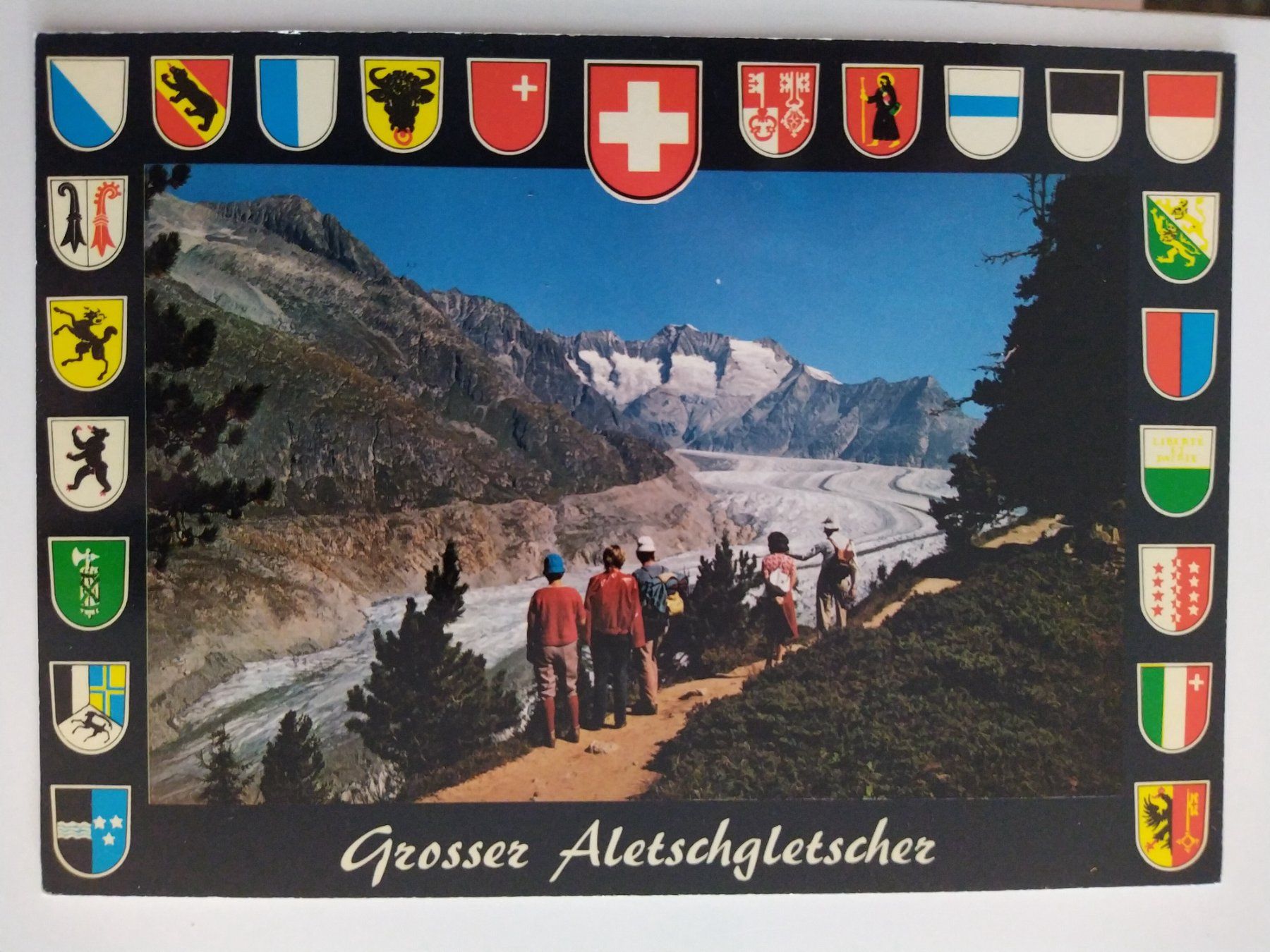 Cartoline postali: Grosser Aletschgletscher mit Wappen top! – Usato da Ohmstal venduto da Lebensfreude05