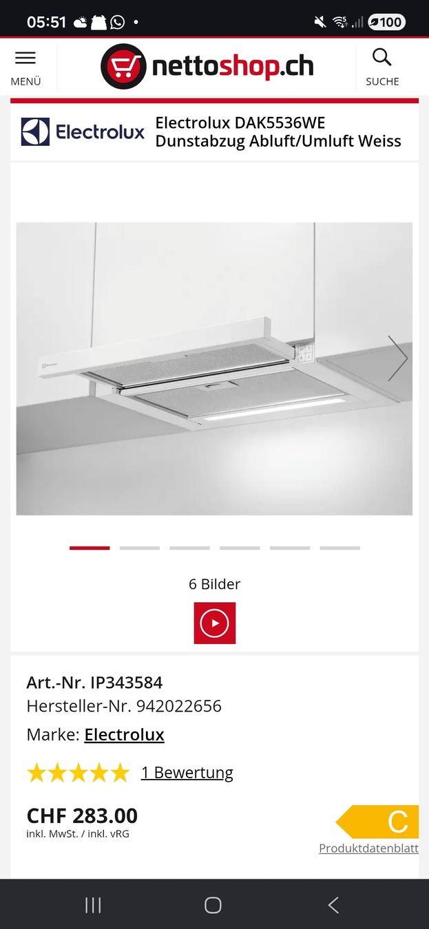 Electrolux Elettrodomestici da cucina: Electrolux Dampfabzug Abluft/Umluft – Nuovo (secondo la descrizione) da Selzach venduto da melaniepauli 1