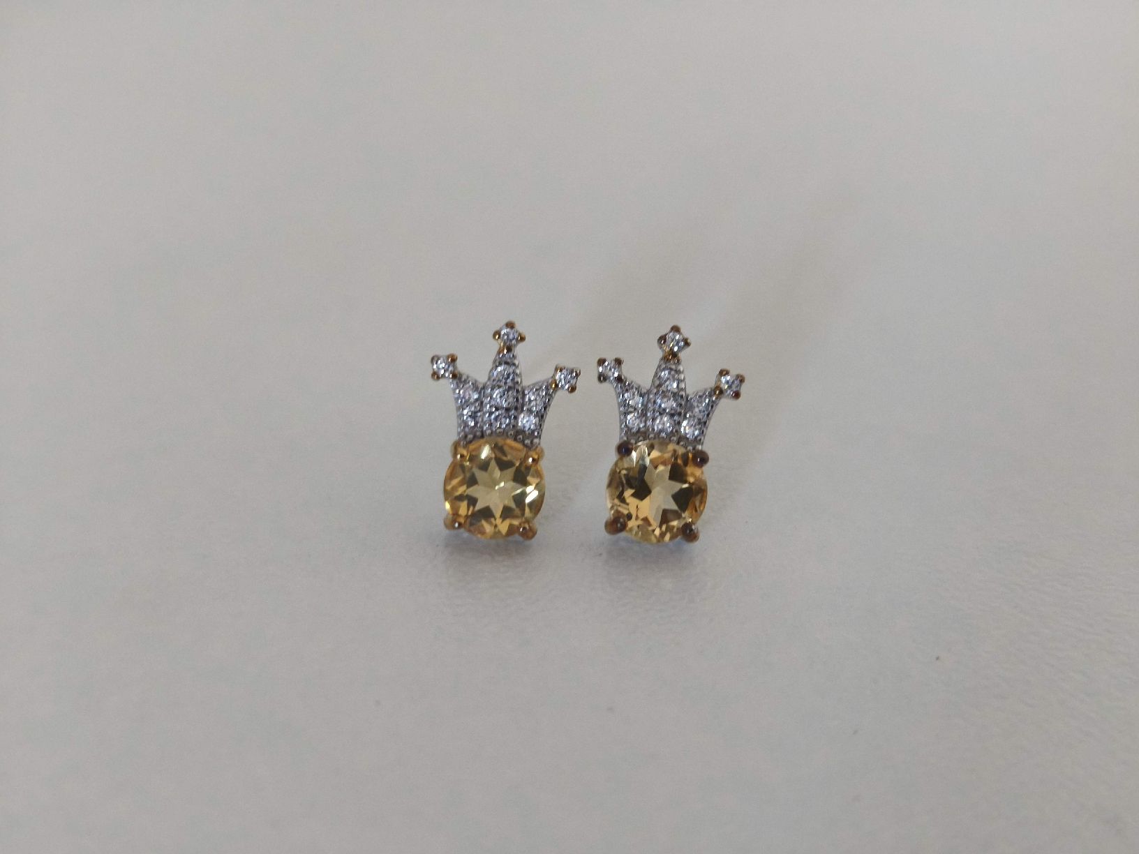 Boucles d'oreille: Ohrstecker Krone echte Citrin 925 Silber – Neuf (Voir description) à St. Gallen par GIULESGG 1