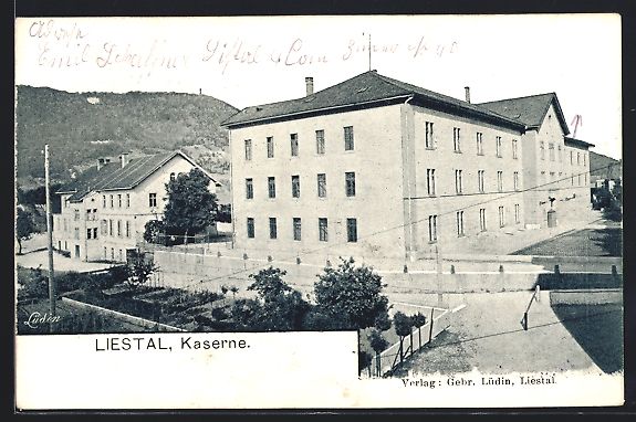 Cartoline postali: Liestal, Ansicht der Kaserne, Totalansic – Usato da Berlin venduto da bartko-reher