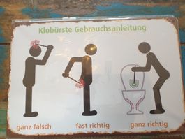Blechschild Klobürste Gebrauchsanleitung neu verpackt