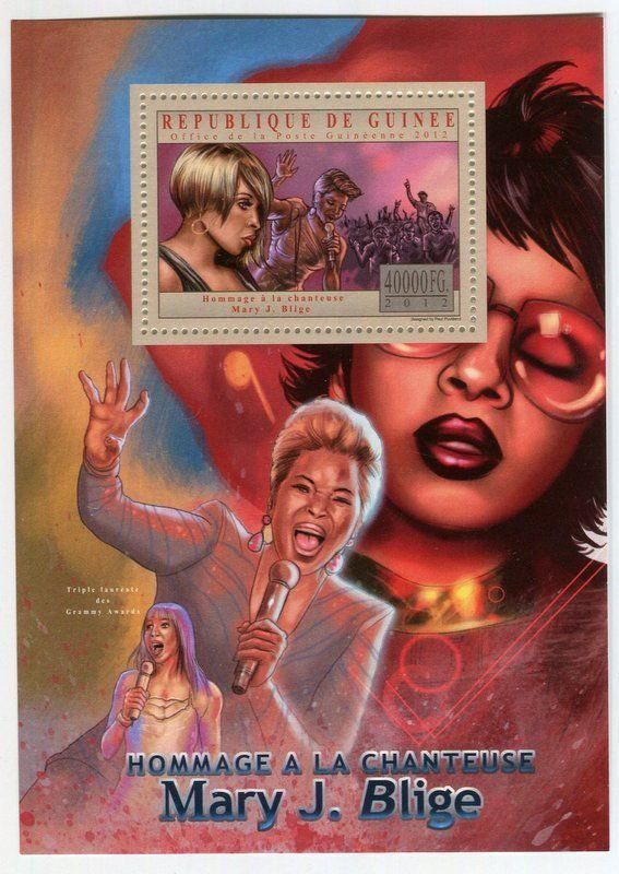 Tutti i francobolli: Block "Mary J. Blige". Guinea. – Nuovo e nell'imballaggio originale da Basel venduto da Butsch5